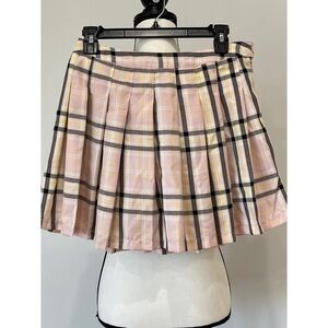 Faded Rose pleated plaid skirt skater hipster pink date night pleated
